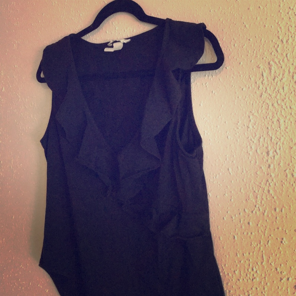 Black ruffle body suit